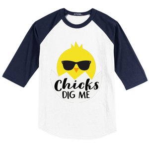 Chicks Dig Me Funny N Male Little Easter Fun Baseball Sleeve Shirt