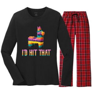 Cinco De Mayo Funny Pinata ID Hit That Women's Long Sleeve Flannel Pajama Set 