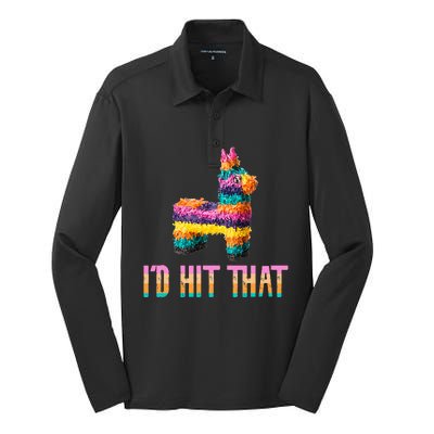 Cinco De Mayo Funny Pinata ID Hit That Silk Touch Performance Long Sleeve Polo