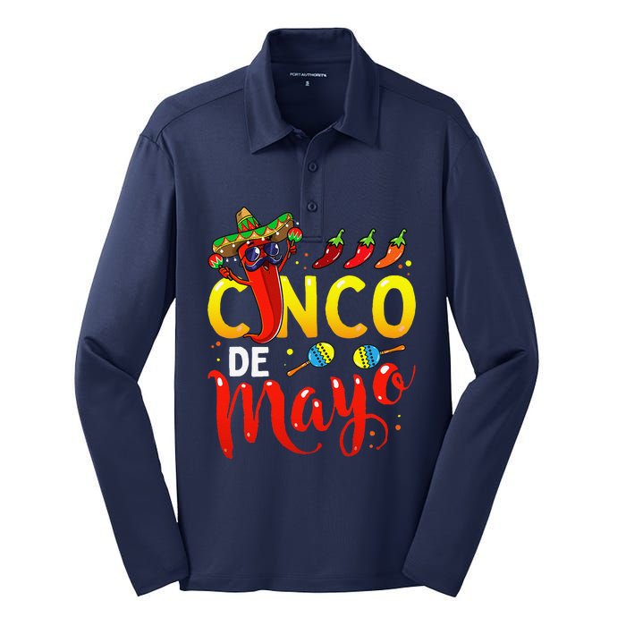 Cinco De Mayo Mexican Fiesta 5 De Mayo Silk Touch Performance Long Sleeve Polo