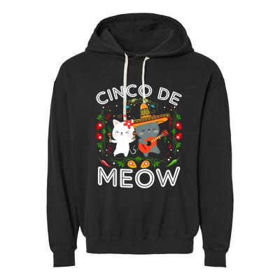 Cinco De Meow Mexican Kawaii Cat Kitten Garment-Dyed Fleece Hoodie