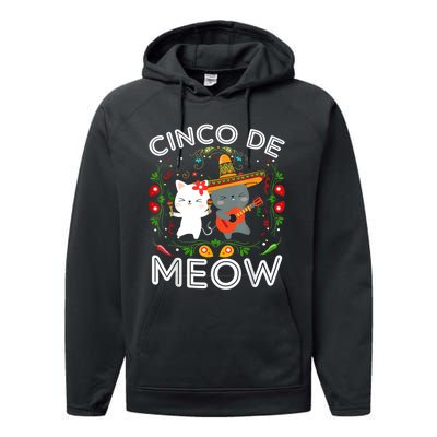 Cinco De Meow Mexican Kawaii Cat Kitten Performance Fleece Hoodie