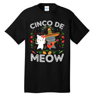 Cinco De Meow Mexican Kawaii Cat Kitten Tall T-Shirt