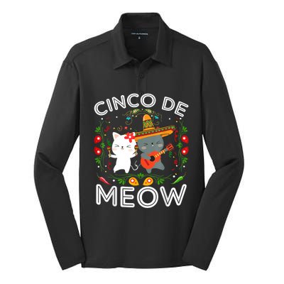 Cinco De Meow Mexican Kawaii Cat Kitten Silk Touch Performance Long Sleeve Polo