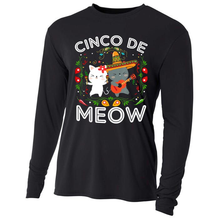 Cinco De Meow Mexican Kawaii Cat Kitten Cooling Performance Long Sleeve Crew