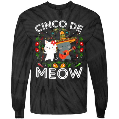 Cinco De Meow Mexican Kawaii Cat Kitten Tie-Dye Long Sleeve Shirt