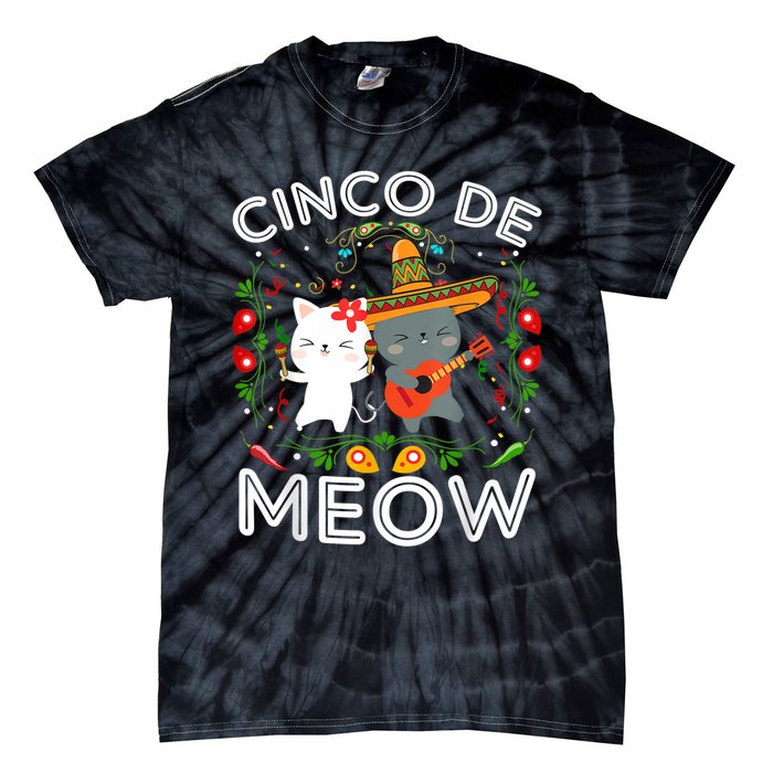 Cinco De Meow Mexican Kawaii Cat Kitten Tie-Dye T-Shirt