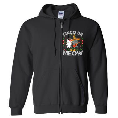 Cinco De Meow Mexican Kawaii Cat Kitten Full Zip Hoodie