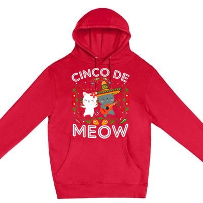 Cinco De Meow Mexican Kawaii Cat Kitten Premium Pullover Hoodie