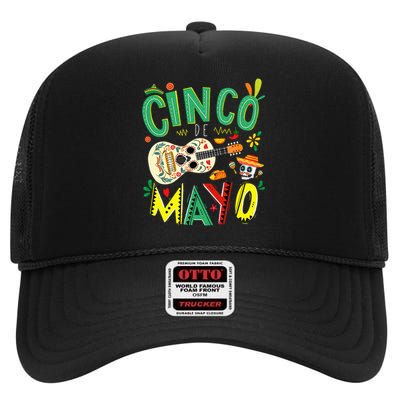 Cinco De Mayo Lets Fiesta Squad 5 De Mayo Mexican Fiesta High Crown Mesh Back Trucker Hat