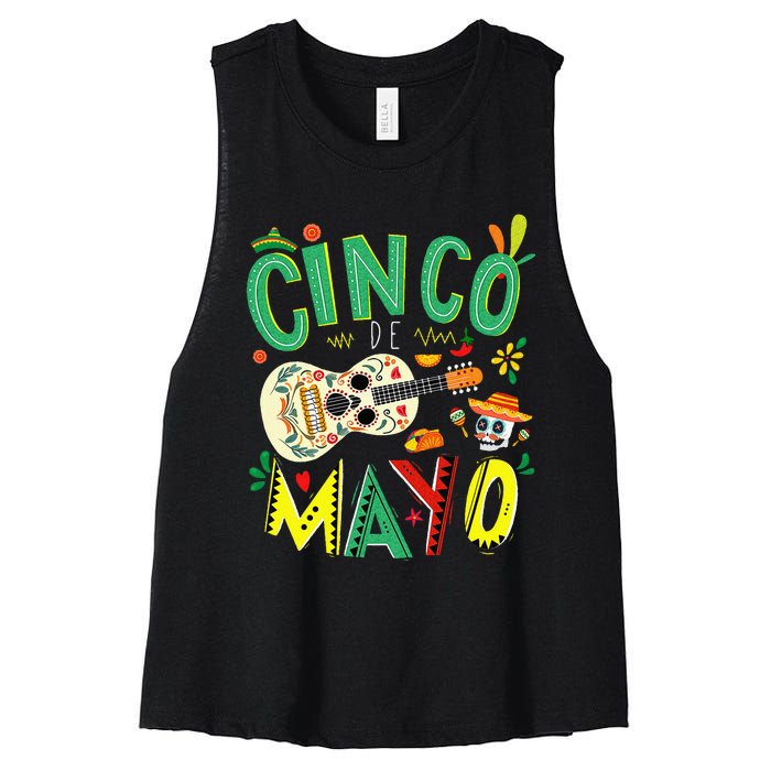 Cinco De Mayo Lets Fiesta Squad 5 De Mayo Mexican Fiesta Women's Racerback Cropped Tank