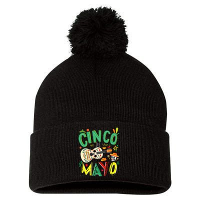 Cinco De Mayo Lets Fiesta Squad 5 De Mayo Mexican Fiesta Pom Pom 12in Knit Beanie