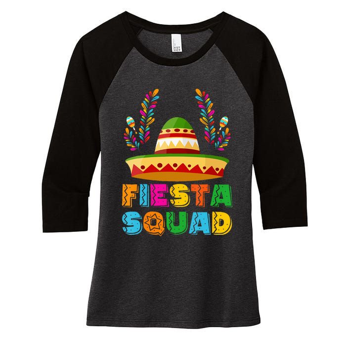 Cinco De Mayo Fiesta Squad Family Matching Group Women's Tri-Blend 3/4-Sleeve Raglan Shirt