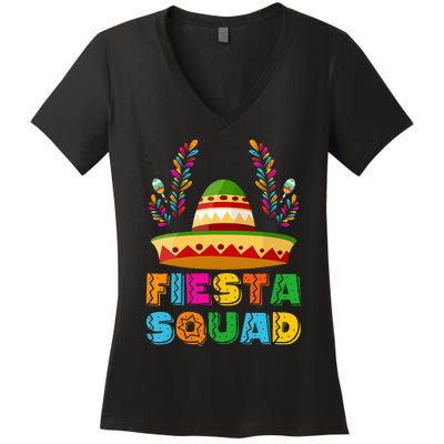 Cinco De Mayo Fiesta Squad Family Matching Group Women's V-Neck T-Shirt