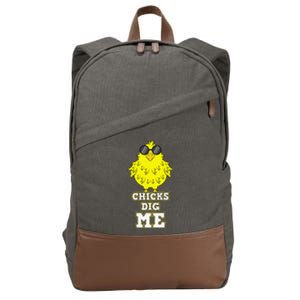 Chicks Dig Me Cool Easter Chick Funny Pun Gift Cotton Canvas Backpack