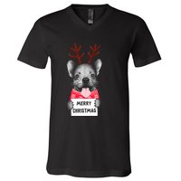 Christmas Dog Merry Christmas V-Neck T-Shirt