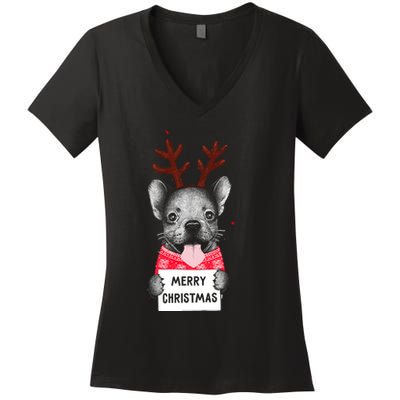 Christmas Dog Merry Christmas Women's V-Neck T-Shirt