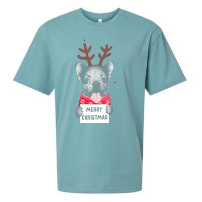 Christmas Dog Merry Christmas Sueded Cloud Jersey T-Shirt