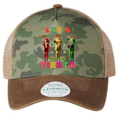 Cinco De Mayo Trump Taco Funny Dancing Trump Let's Fiesta Legacy Tie Dye Trucker Hat