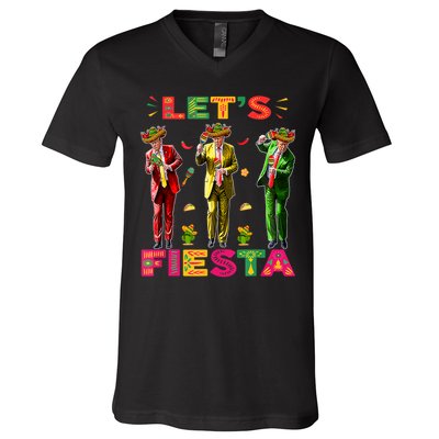 Cinco De Mayo Trump Taco Funny Dancing Trump Let's Fiesta V-Neck T-Shirt