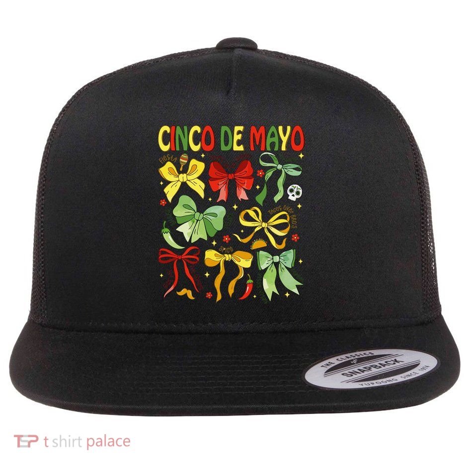Cinco De Mayo Coquette Bow Fiesta Mexican Party Women Flat Bill Trucker Hat