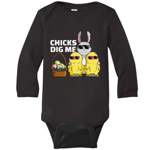 Chicks Dig Me Easter Bunny For Women Baby Long Sleeve Bodysuit