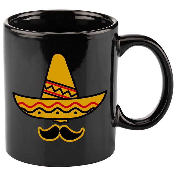 Cinco De Mayo Mustache Sombrero Funny 11oz C Handle Ceramic Mug