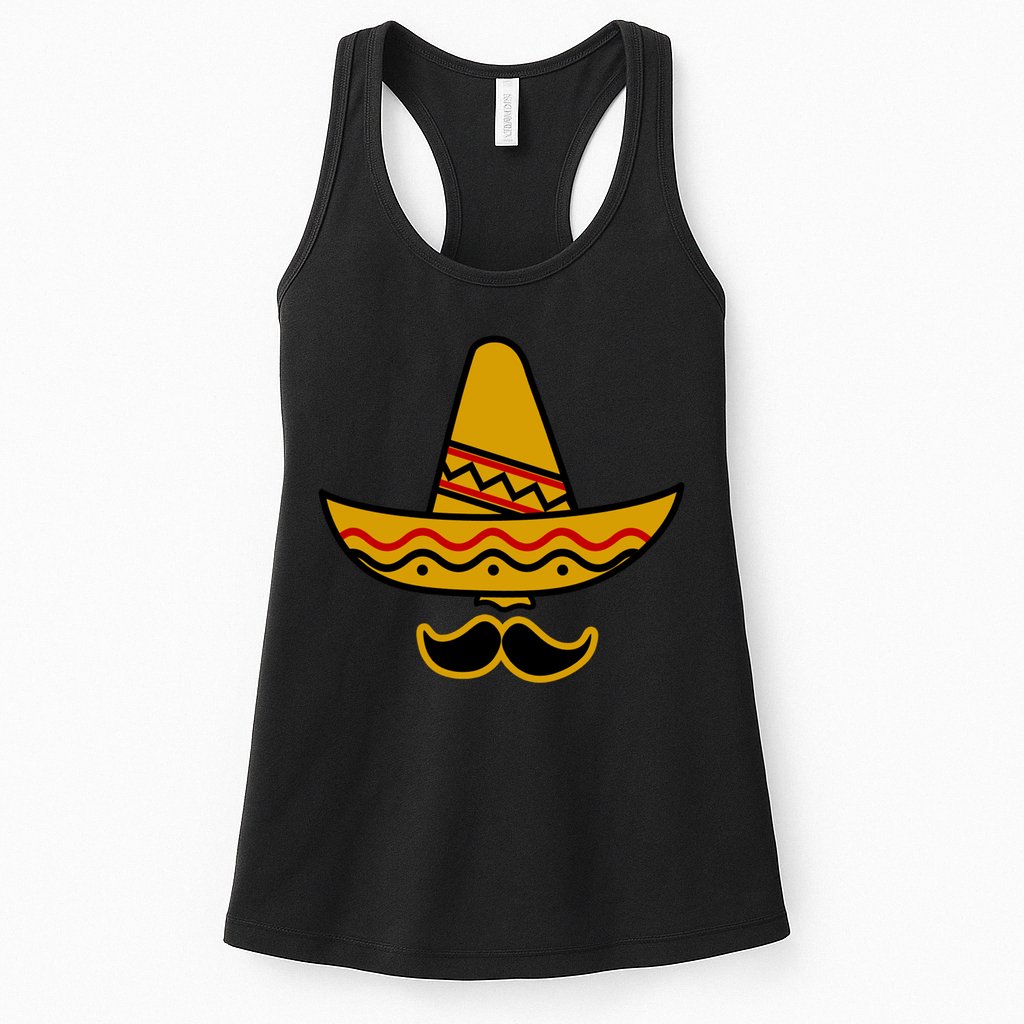 Cinco De Mayo Mustache Sombrero Funny Womens Tank Top