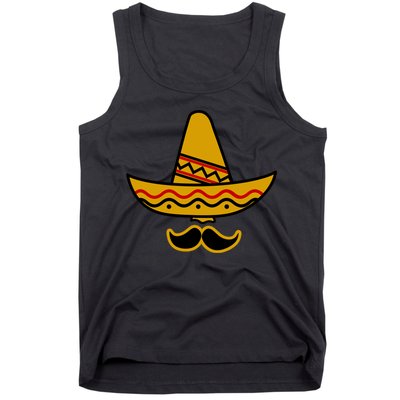Cinco De Mayo Mustache Sombrero Funny Tank Top