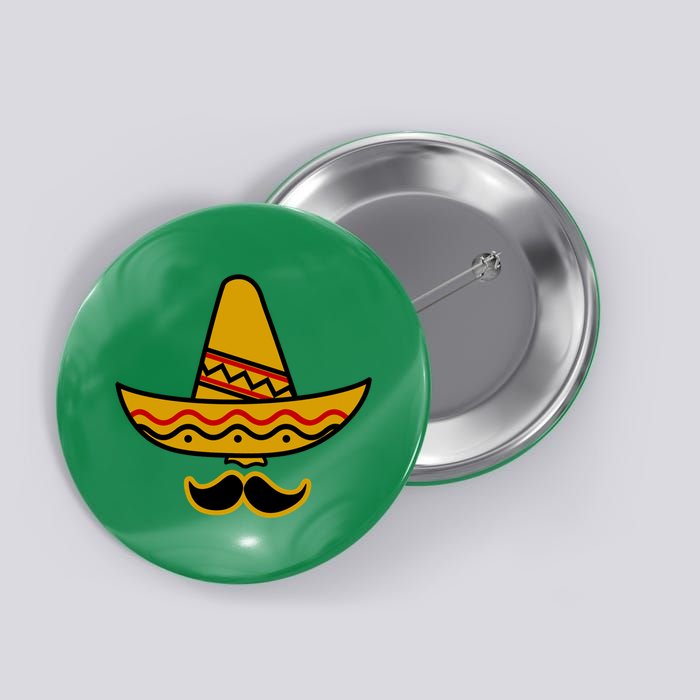 Cinco De Mayo Mustache Sombrero Funny Button