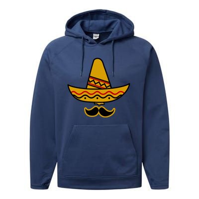 Cinco De Mayo Mustache Sombrero Funny Performance Fleece Hoodie