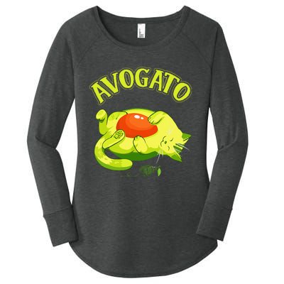 Cinco De Mayo Funny Avocado Mexico Meow Avogato Cat Women's Perfect Tri Tunic Long Sleeve Shirt