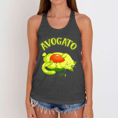 Cinco De Mayo Funny Avocado Mexico Meow Avogato Cat Women's Knotted Racerback Tank