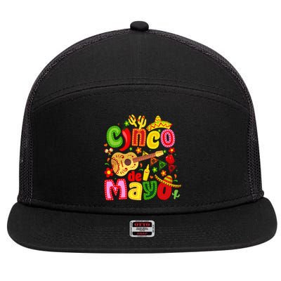 Cinco De Mayo Mexican Fiesta 5 De Mayo 7 Panel Mesh Trucker Snapback Hat