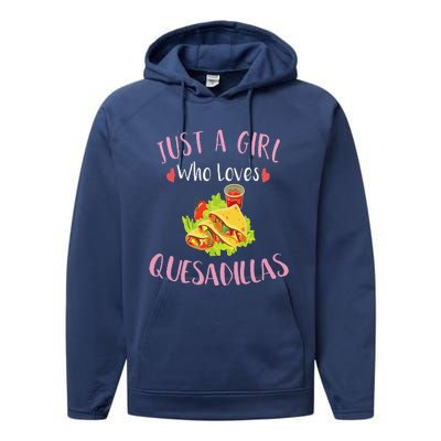 Cinco De Mayo Just A Who Loves Quesadillas Performance Fleece Hoodie