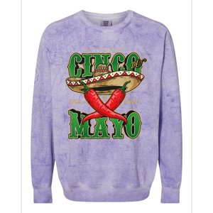 Cinco De Mayo Lets Celebrate With Hot Chilli Colorblast Crewneck Sweatshirt