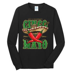 Cinco De Mayo Lets Celebrate With Hot Chilli Tall Long Sleeve T-Shirt