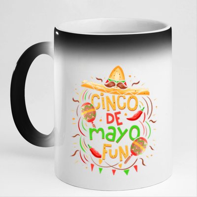 Cinco De Mayo Fun Celebration 11oz Black Color Changing Mug