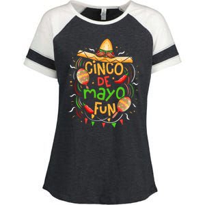 Cinco De Mayo Fun Celebration Enza Ladies Jersey Colorblock Tee