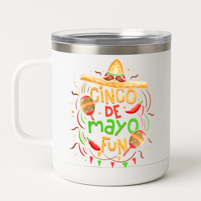 Cinco De Mayo Fun Celebration 12 oz Stainless Steel Tumbler Cup