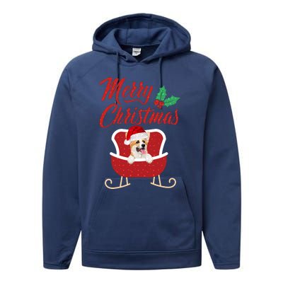 Corgi Dog Merry Christmas Design For The Holiday Season! Performance Fleece Hoodie