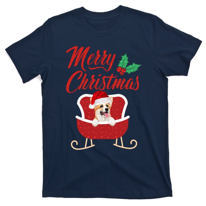 Corgi Dog Merry Christmas Design For The Holiday Season! T-Shirt