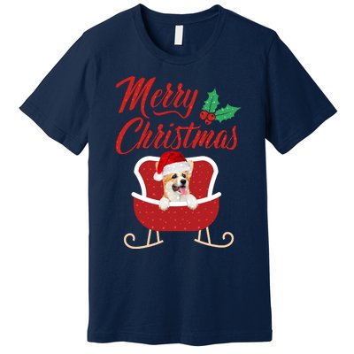 Corgi Dog Merry Christmas Design For The Holiday Season! Premium T-Shirt