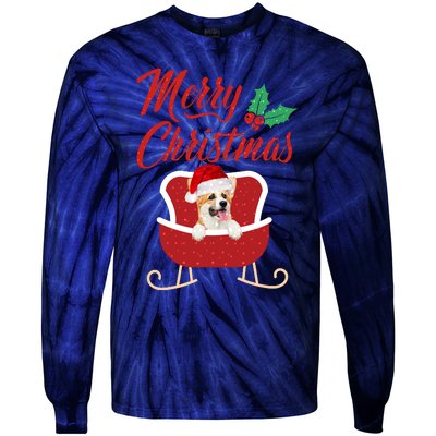 Corgi Dog Merry Christmas Design For The Holiday Season! Tie-Dye Long Sleeve Shirt