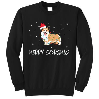 Corgi Dog Merry Corgmas Santa Hat Christmas Light Sweatshirt