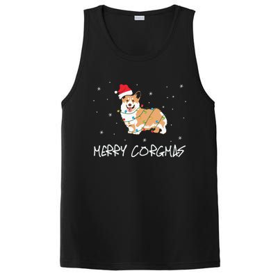 Corgi Dog Merry Corgmas Santa Hat Christmas Light PosiCharge Competitor Tank