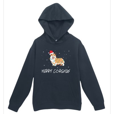 Corgi Dog Merry Corgmas Santa Hat Christmas Light Urban Pullover Hoodie