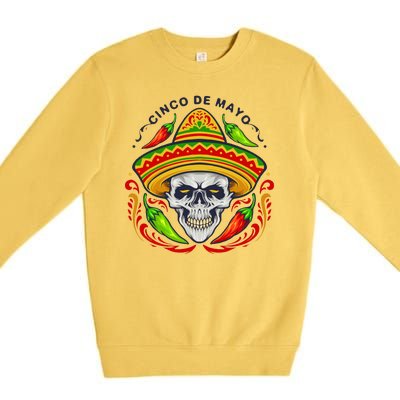 Cinco De Mayo Hot Chili Peppers Skull Premium Crewneck Sweatshirt