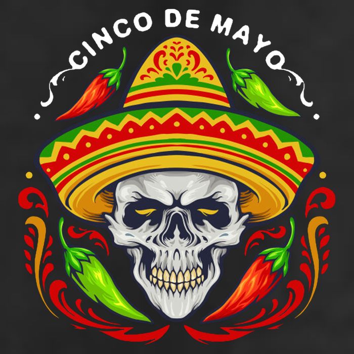 Cinco De Mayo Hot Chili Peppers Skull 7 Panel Mesh Trucker Snapback Hat