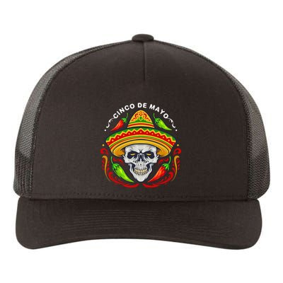 Cinco De Mayo Hot Chili Peppers Skull Yupoong Adult 5-Panel Trucker Hat